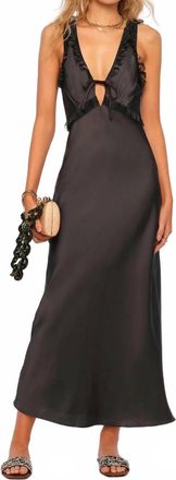 Heartloom Arlington Ruffle Trim Silk Dress In Black