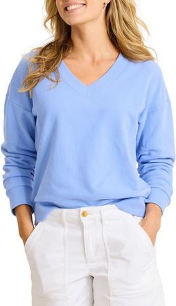 Tommy Bahama Marina del Mar Cotton V-Neck Sweatshirt in Grape Pools at Nordstrom, Size X-Small