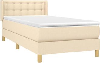 vidaXL Cama Box Spring Con Colch&oacute;n Tela Color Crema 80x200 Cm Vidaxl
