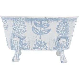 Foreside Home And Garden Embossed Blue Floral Metal Planter Bathtub Soap Dish Holder 3.74 x 6.1 at Nordstrom