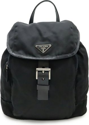 Prada Black Nero Nylon Leather Backpack (Pre-Owned)