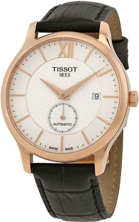 Tissot Tradition Silver Dial Mens Black Leather Watch T063.428.36.038.00