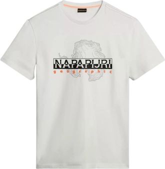 Napapijri Wit Katoenen Logo T-shirt - Heren - T-shirts - Wit - L - Katoen - Tops