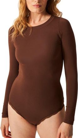 Stripe and Stare Long Sleeve Body in Chocolate at Nordstrom, Size X-Small Uk