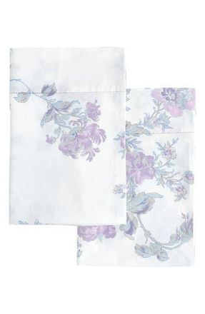 Melange Home Set of 2 Rose Print Percale Cotton Pillowcase in Violet at Nordstrom Rack, Size Standard