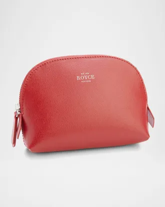 Royce Leather Monogrammed Compact Leather Cosmetic Bag