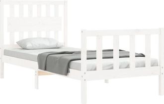 vidaXL Estructura De Cama Con Cabecero Madera Maciza Blanco Vidaxl