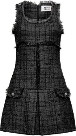 Silvian Heach Mouwloze jurk met rafelige details - Dames - Korte kleedjes - Zwart - S - Polyester - Kleedjes