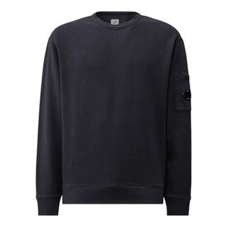 C.P. Company Sweatshirts, male, Blue, Size: 2XL Malfil&egrave; Fleece Crew Neck