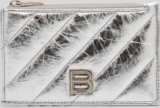 Balenciaga Crush Long Coin And Card Holder Metallized Quilted