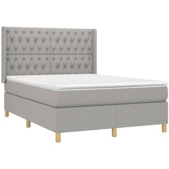 vidaXL Vidaxl - Cama Box Spring Con Colch&oacute;n Tela Gris Claro 140x200 Cm