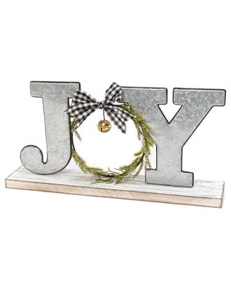Gerson International Farmhouse Joy Wood And Metal Tabletop Christmas Decor Sign