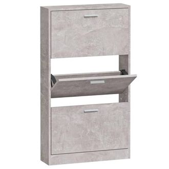 Berkfield Home Shoe Cabinet Concrete Grey 59x17x108 cm Engineered Wood | Size: 59 x 17 x 108 cm