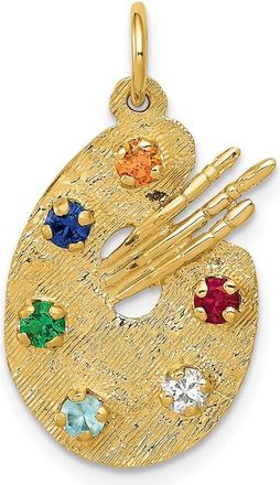 Diamond2Deal 14k Yellow Gold Multi-color CZ Stones Artist Palette Charm Pendant
