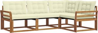 vidaXL Conjunto De Sof&aacute;s De Exterior 4 Uds. Natural Y Crema Vidaxl