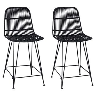 vidaXL Taburete De Bar 2 Pcs Negro 44 X 54 X 96 Cm Rat&aacute;n Y Acero Vidaxl