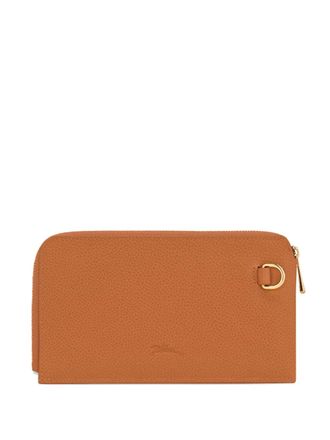 Longchamp Le Foulonn&eacute; zip pouch - women - Calf Leather - One Size - Orange