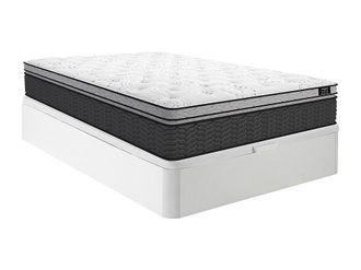 Vente-Unique Conjunto de canap&eacute; abatible de 160 x 200 cm blanco + colch&oacute;n h&iacute;brido de muelles ensacados y topper integrado de 30 cm de grosor - GAMIANI de YSM&Eacute;E