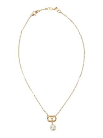 Valentino Garavani Golden Logo Pendant Necklace