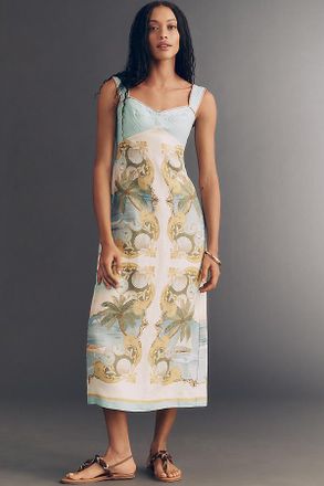 Farm Rio Royal Sea Linen Midi Dress