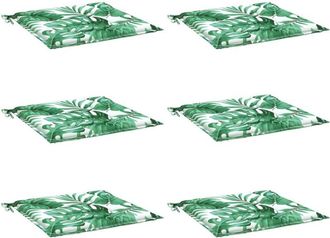 vidaXL Cojines De Silla 6 Uds Tela Estampado De Hojas 50x50x3 Cm Vidaxl