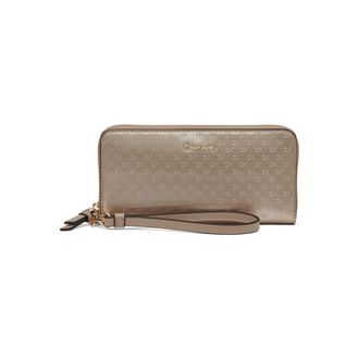 Calvin Klein Saffiano Continental Zip Around Wallet Key Item Saffiano Continental Zip Around Wallet With Wristlet Strap Calvin Klein Women, Silver Mink Patent Reli