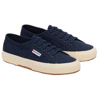 Superga Unisex 2750 Linnen Sportschoenen voor volwassenen (Marineblauw/Off White)