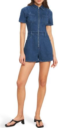 Flying Tomato Denim Zip Romper in Medium Indigo at Nordstrom Rack, Size Large