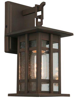 Eglo Eglo Arlington Creek 1 Light Outdoor Wall Light With Matte Bronze Finish & Clear Seeded Glass
