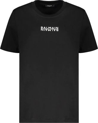 Balmain Cotton T-shirt - Dames - T-shirts - Zwart - M - Katoen - Tops