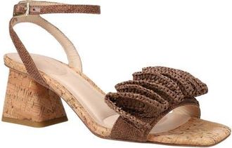 Pelle Moda Tianna Raffia Rosette Ankle Strap Sandal in Espresso at Nordstrom, Size 6.5