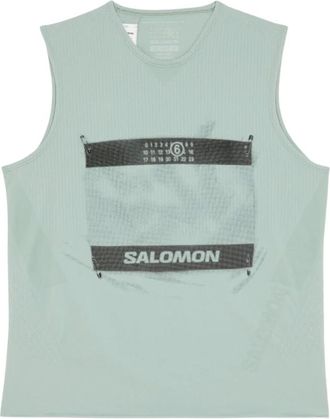 Maison Margiela Tops, Dames, Groen, M, Nylon, Logo Motif Tank Top