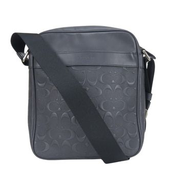 Coach Signature Black Gray Navy Leather Shoulder Bag (Pre-Owned)