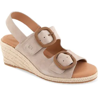 Gentle Souls Greca Espadrille Slingback Platform Wedge Sandal in Light Mushroom Suede at Nordstrom, Size 8.5