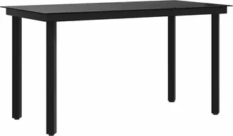 vidaXL Mesa De Comedor De Jard&iacute;n Acero Y Vidrio Negra 140x70x74 Cm Vidaxl