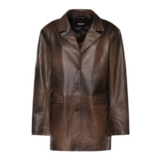 Rotate ROTATE Birger Christensen, Leather Jackets, female, Brown, Size: XS Leather Jacket