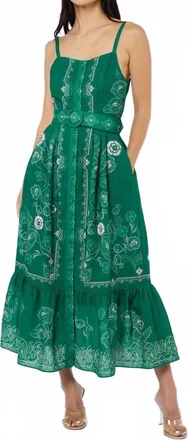 Ciebon Esme Printed Button Down Maxi Dress In Green Multi
