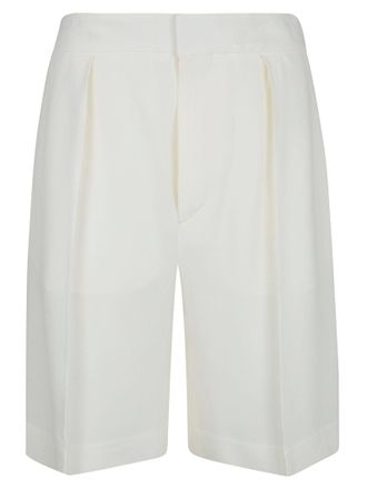 Victoria Beckham Knee-Length Tailored Shorts with Pleated Legs and Structured Silhouette