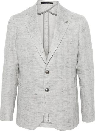Tagliatore single-breasted herringbone blazer - men - Linen/Flax/Cotton/Cupro - 48 - Grey