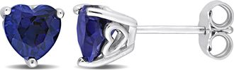 Mimi & Max 1 4/5ct TGW Heart Shape Created Blue Sapphire Stud Earrings in Sterling Silver
