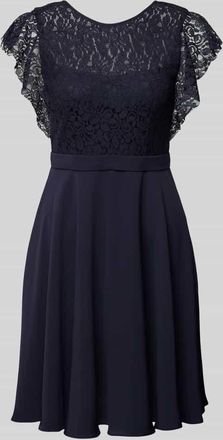 Jake*s Cocktailkleid mit H&auml;kelspitze in Marine Melange, Gr&ouml;&szlig;e 42