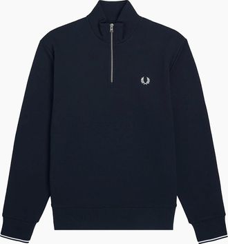 Fred Perry Mens Fred Perry Half Zip Sweatshirt Navy - Black - Size: 44