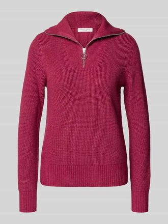 Christian Berg Strickpullover mit Troyer-Kragen in Fuchsia Melange, Größe XS