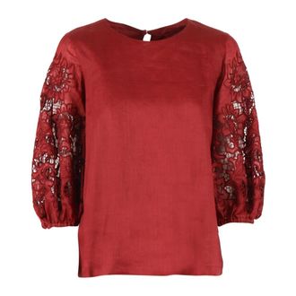 Max Mara Blouses, female, Red, Size: S Top Canottiera in Tes. Ordine