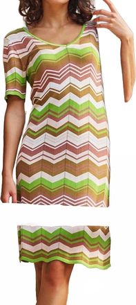 Esqualo Zig Zag Knit Dress In Green