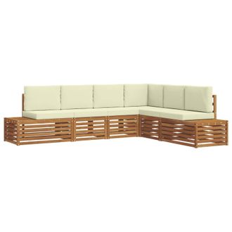vidaXL Conjunto De Sof&aacute;s De Exterior Con Coj&iacute;n Natural Y Crema Vidaxl