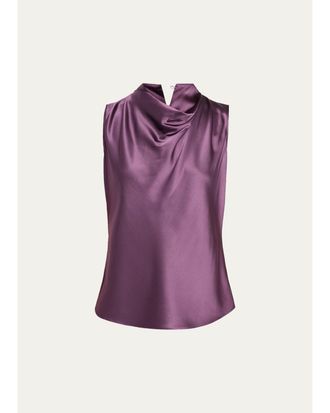 Veronica Beard Tam Silk-Blend Cowlneck Top