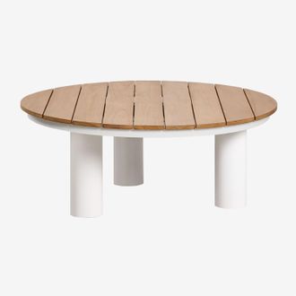 Sklum Sklum - Mesa De Centro Para Jard&iacute;n Redonda &Oslash;80 Cm En Madera De Teca Y Aluminio Umeko