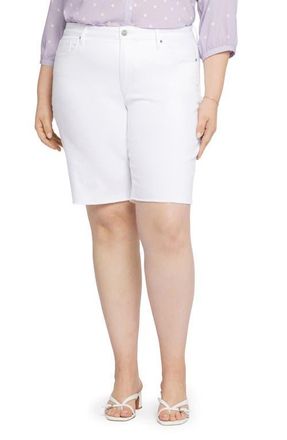 NYDJ Frayed Denim Boyfriend Shorts in Optic White at Nordstrom, Size 20W