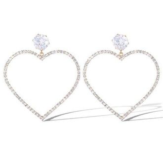 Jessica Simpson Glass Stone Heart Earrrings in Silver at Nordstrom